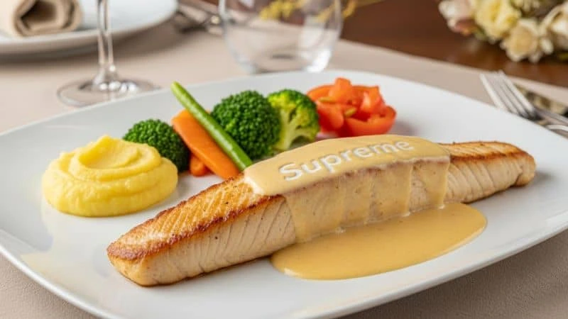 Filé de frango grelhado servido com molho velouté enriquecido com creme