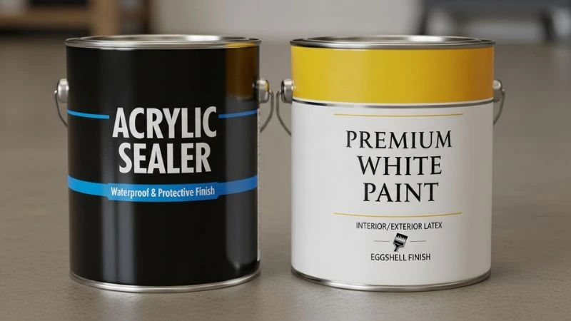 selador acrílico e tinta branca de alta cobertura para pintar parede colorida de branco.