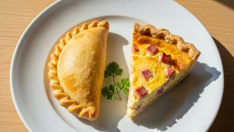 Comparação entre quiche e empada