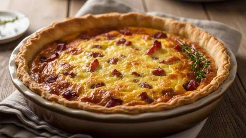 Quiche Lorraine clássica com bacon