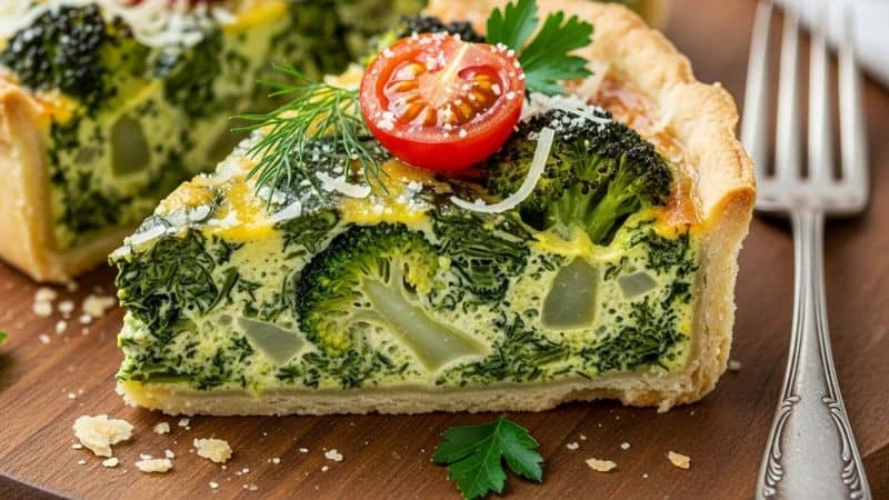 Quiche vegetariana de espinafre e alho-poró